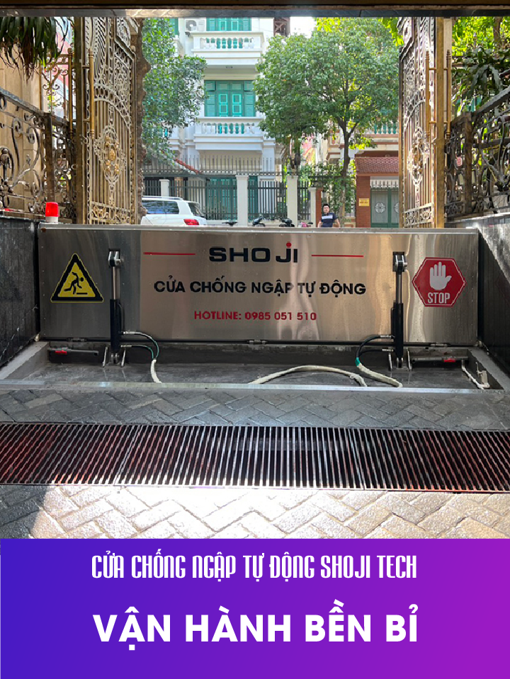 Cửa chống ngập tự động vận hành bền bỉ với hệ thống thủy lực và vật liệu chống ăn mòn. Sức chịu tải lên đến 10 tấn.